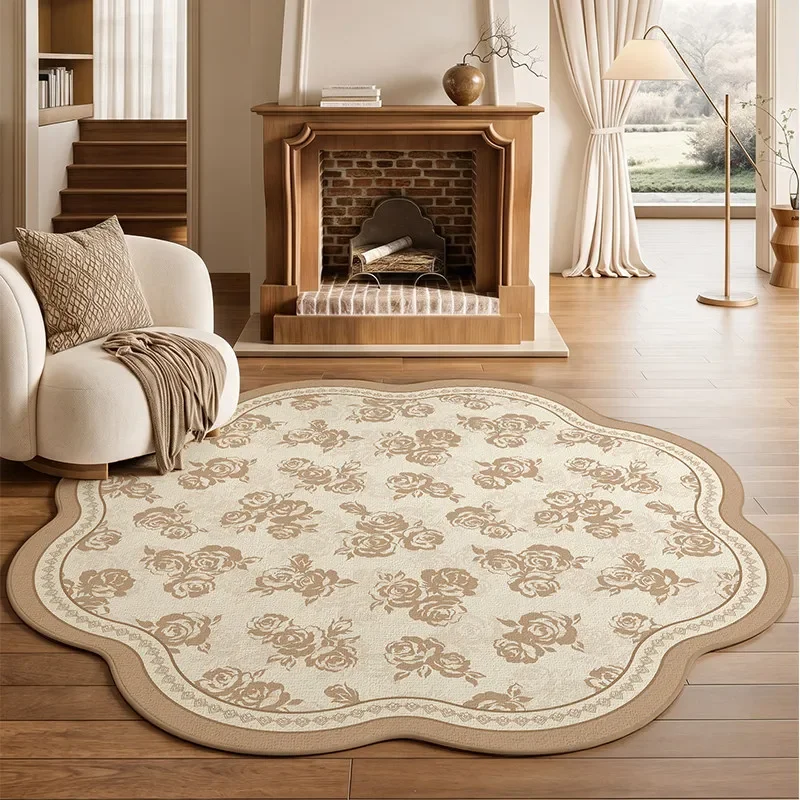 French Style Living Room Decoration Soft Carpet Irregular Shape Rugs for Bedroom Washable Lounge Floor Mat Anti-slip Bedside Rug