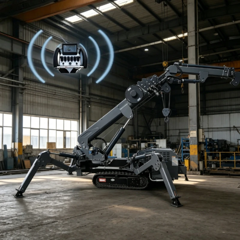Customized Spider Crane 3 Ton Hydraulic Boom Electric Mobile Remote Control Small Crawler Spider Crane With Fly Jib