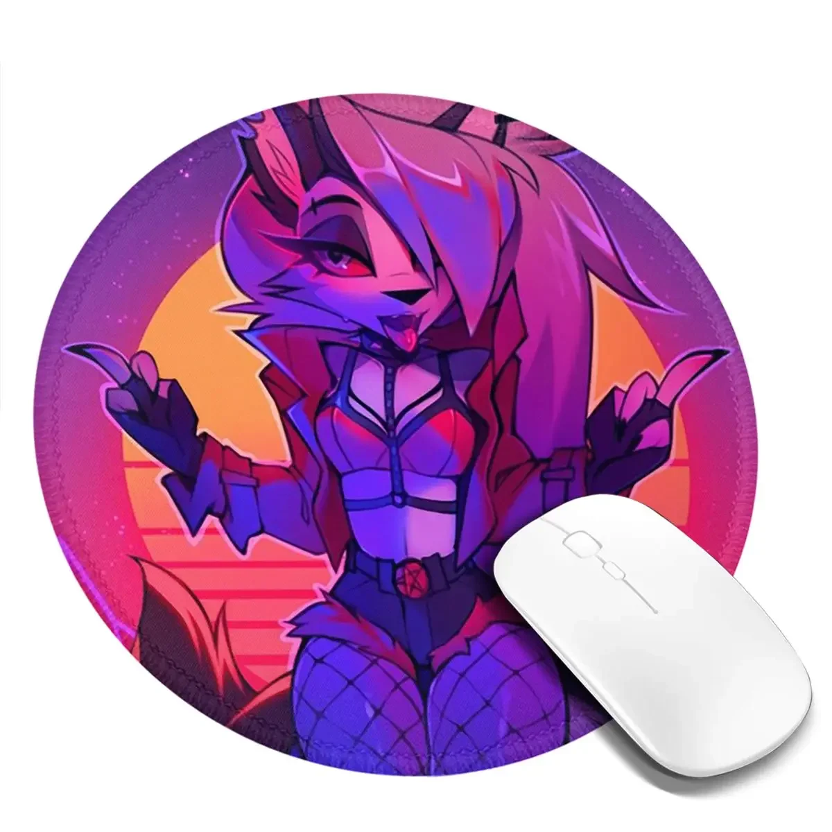 Loona Collage Helluva Boss Anime Round Mouse Pad Computer Keyboard Mouse Mat Gaming LaptopDesk Mat Office Accessories Table Mats