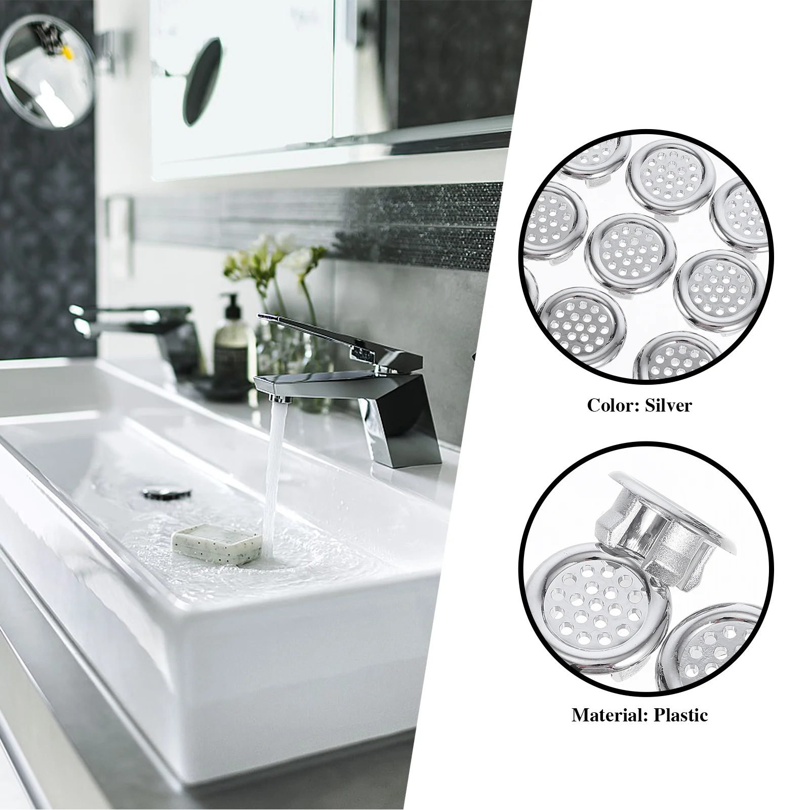 

20pcs Overflow Ring For Bathroom Wash Basin Durable Sink Accessory Bathroom Wash Basin Overflow Ring Replacement Set Bath Sink