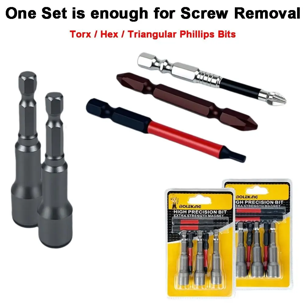 

7PCS/SET Alloy Steel Magnetic Screwdriver Bit 65mm Extended Anti-Slip Design Sleeve Hex Cross Screwdriver Impact Drivers