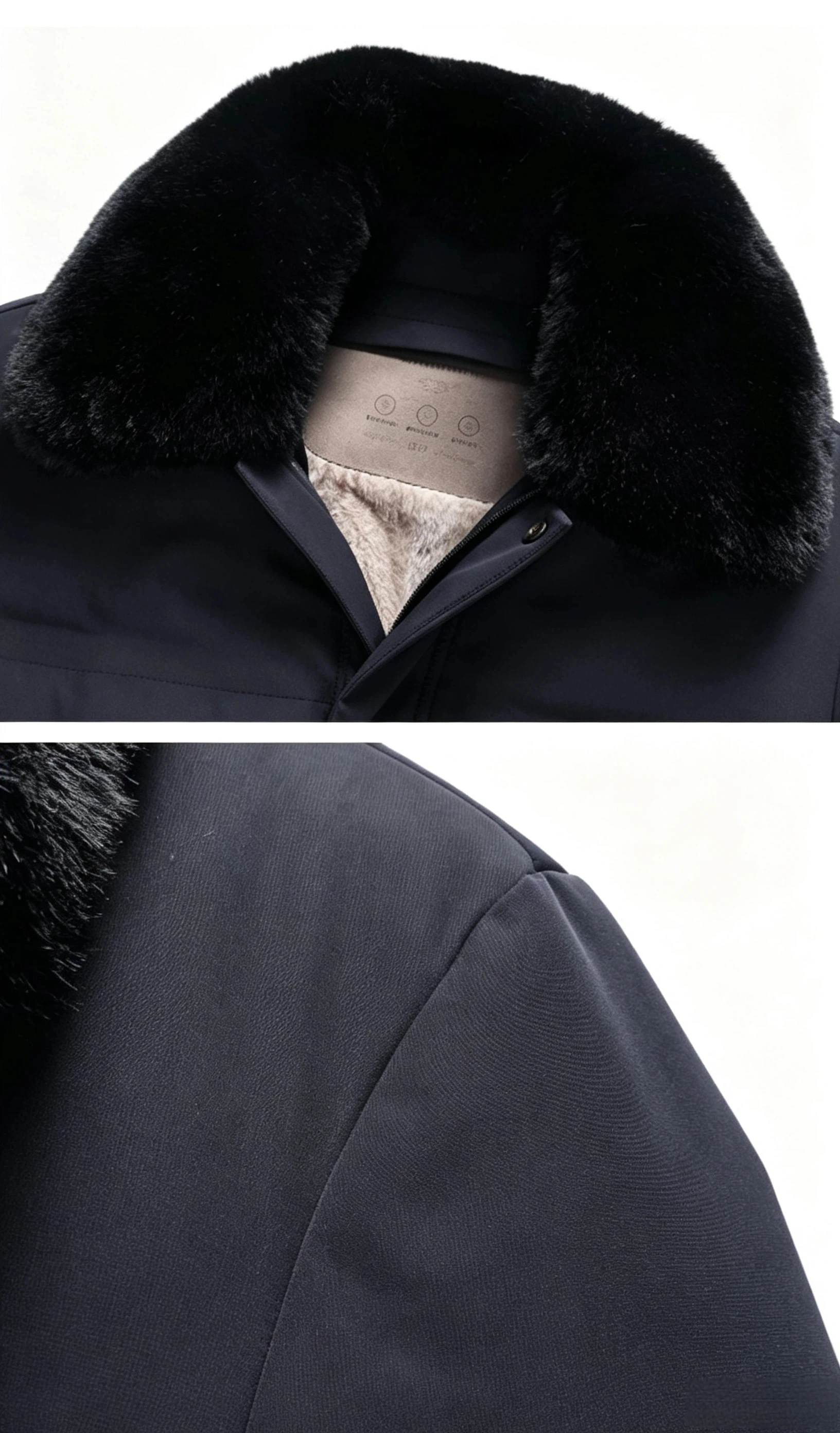 Men Mid Length Thicken Jacket Detachable Fur Hood Warm Coat Business Style for Middle Aged Dad Outdoor Parka