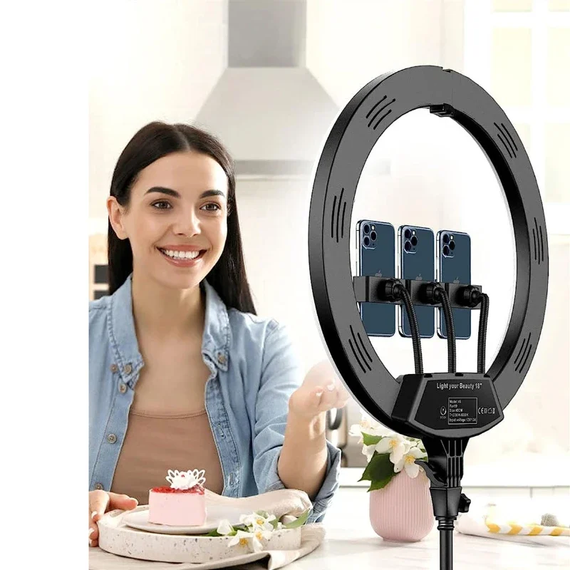 Large Ring Light 18/21 Inch with Tripod Stand Usb Charge Selfie Led Lamp Dimmable Photography Light for Photo Photography Studio