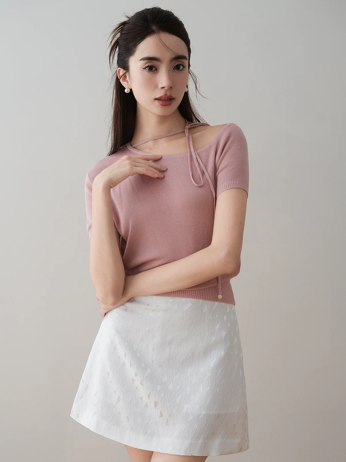 

Юбка А-силуэта Ronron с глянцевой геометрической вышивкой, лето 2024, с завышенной талией, из смесового полиэстера, женская модная юбка