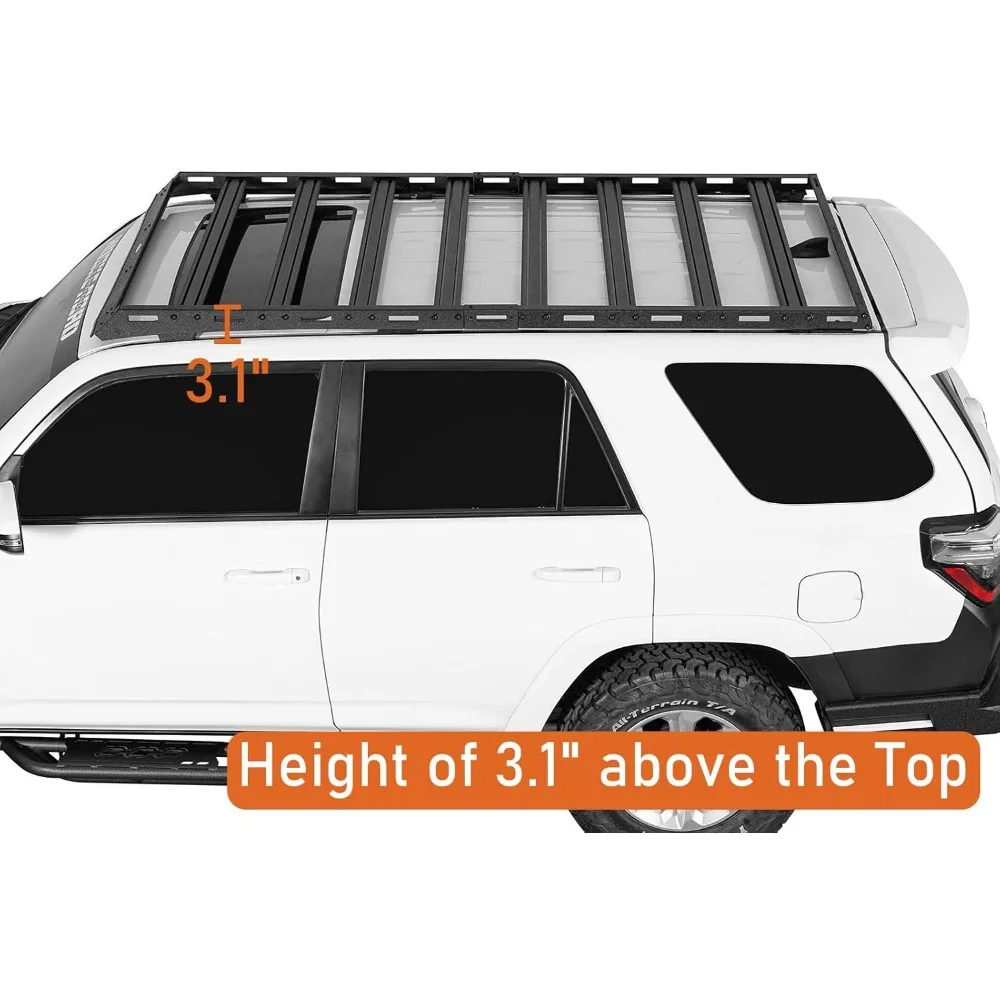 رف سقف كامل الطول من الألومنيوم مع قضبان متقاطعة وسلة شحن لمركبات الجيل الخامس Toyota 4Runner 2010-2024، إعلان خارجي