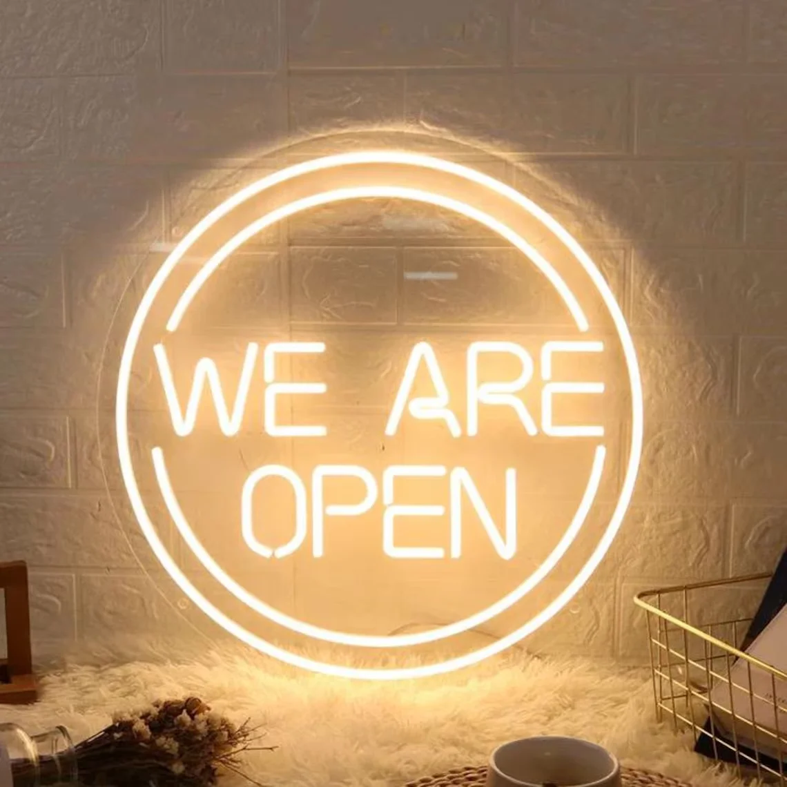 We Are Open Neon Sign Wall Art Decor Business Shop Bar Club Home Decor Hotel USB Dimmable Neon Coffee Shop Open Decor