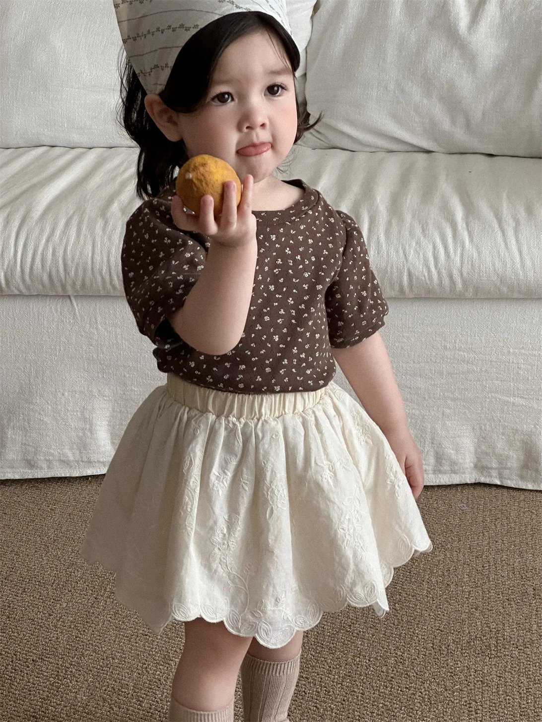2025 Summer New Baby Short Sleeve T Shirts Cotton Infant Girl Versatile Print Tee Toddler Casual Breathable Tops Baby Clothes