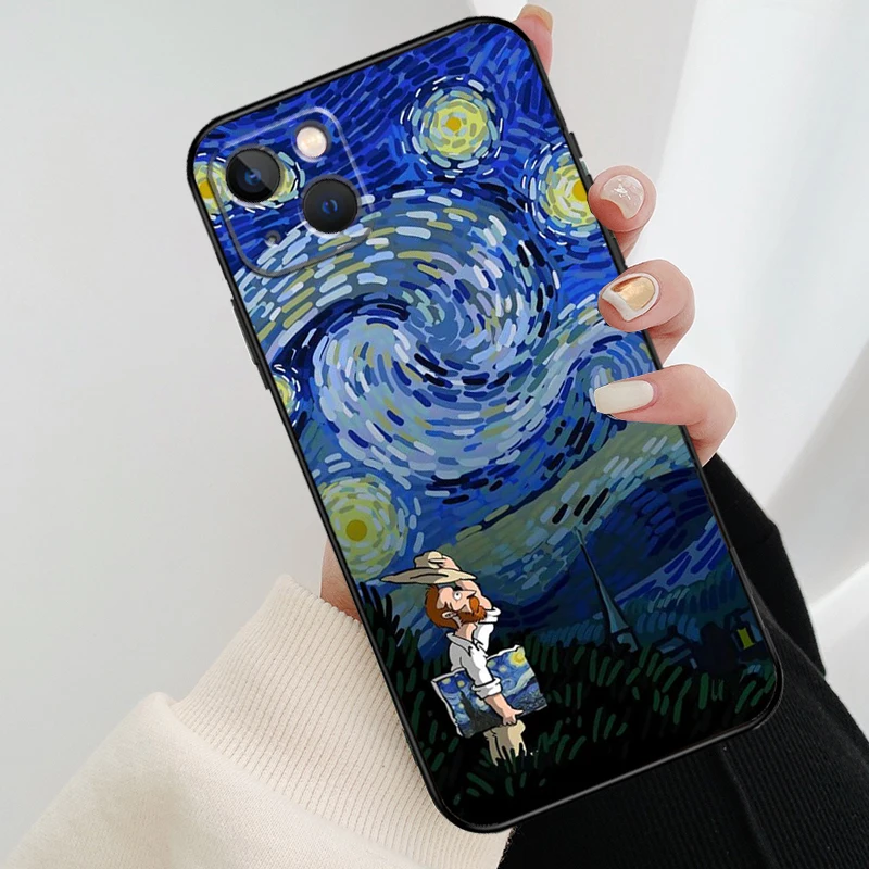 Van Gogh Starry Sky Case For iPhone 12 11 13 14 15 16 Pro Max Mini Cover For iPhone XR X XS Max Plus Phone Case