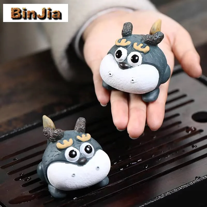 الإبداعية زودياك التنين الأرجواني الطين الشاي الحيوانات الأليفة تمثال حفل لطيف الجنية تمثال خدمات لوازم حلية اكسسوارات الحرفية