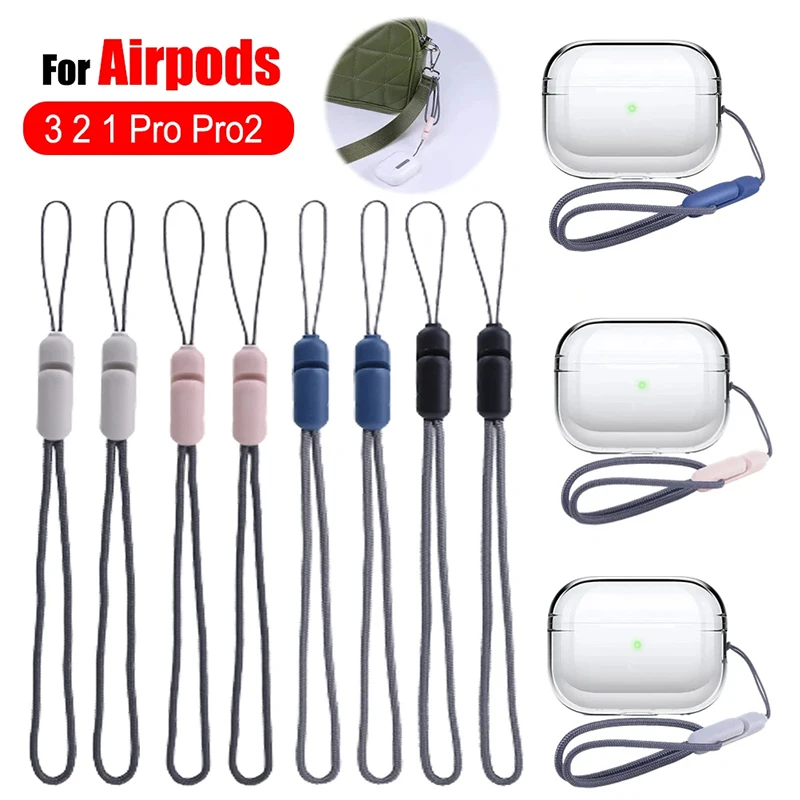 Clear Soft TPU Headphone Case with Lanyard Strap for Airpods Pro 2nd gen Wireless Bluetooth Earphones for Air Pods 3 2 1 Cover