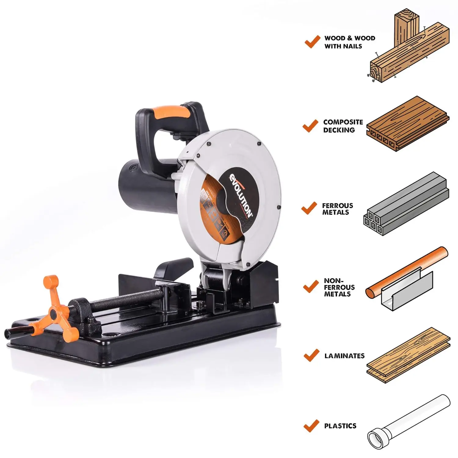 Ferramentas elétricas RAGE4 7-1/4 polegadas TCT Serra de corte multiuso, laranja