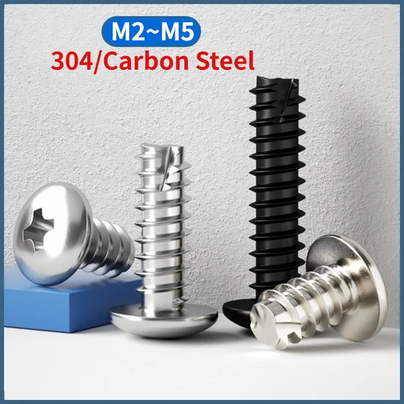 M2 M2.3 M2.6 M3 M3.5 M4 M5 Cross Recessed Truss Head Cutting Tail Self Tapping Screw Phillips Mushroom Head Wood Screws