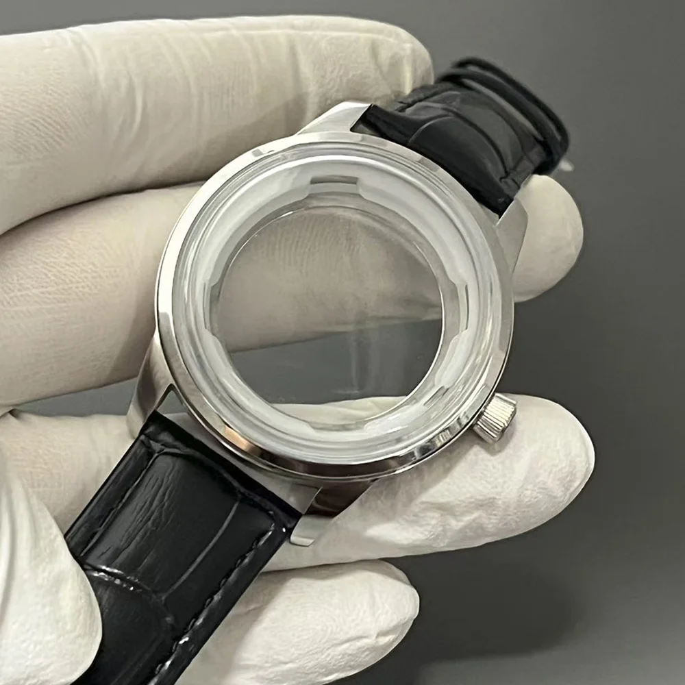 Silver water-resistant 40mm case, automatic movement, watch accessories, 35mm dial, transparent glass, 20mm black watch