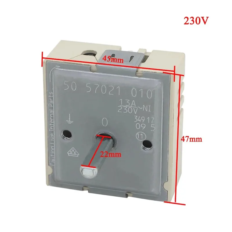 1pcs 230V 13A Surface Burner Control Switch SU-18D Single Energy RegulatorStove/Cooktop Control Switch Compatible 50.57021.010
