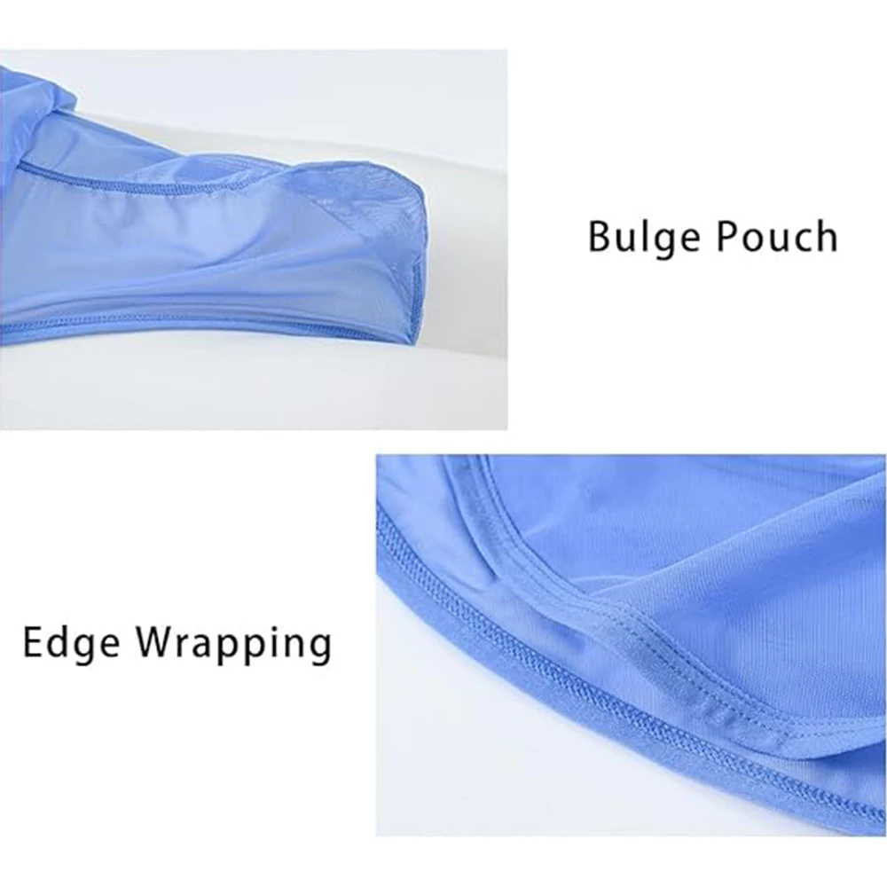 Zonbailon Men's Mesh Thongs Underwear, Sexy Built-in Pouch G-String, See Through Split Side Pajama Shorts Underwear