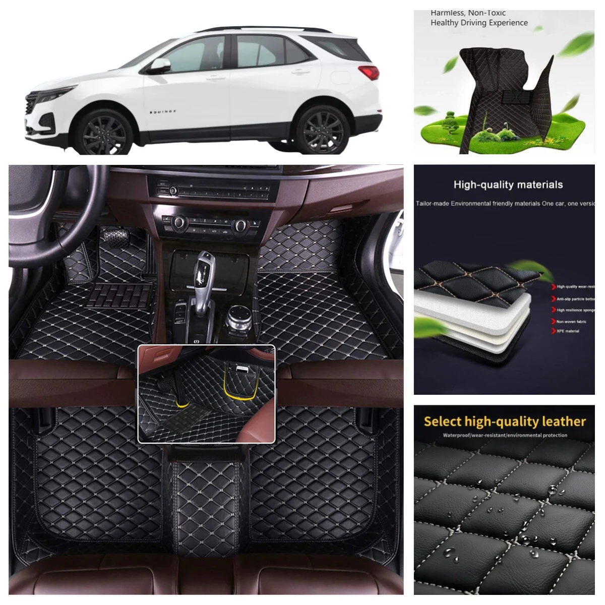 

3D PU-leather Waterproof Custom Car Floor Mats For Volvo XC90 Auto Carpets Coche Accessorie Liners