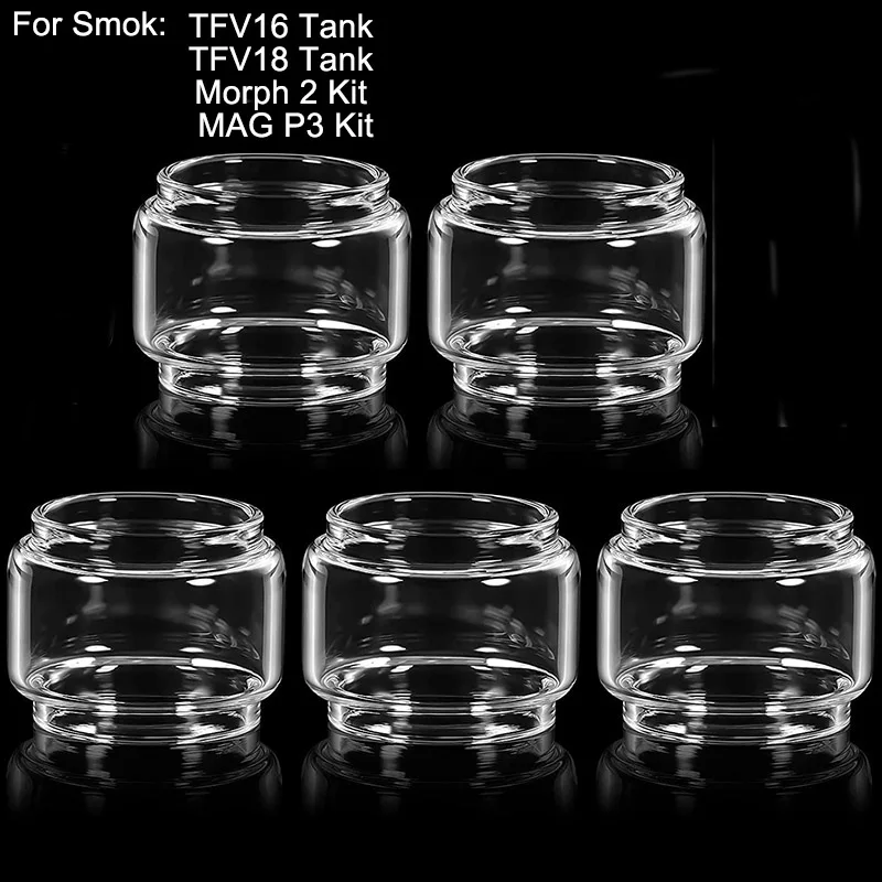 Tanque de tubos de vidrio de burbujas para tanque SMOK TFV16, tanque de 9ml TFV18 de 7,5 ml, Kit Morph 2, Kit MAG P3 de 7,5 ml, Mini vaso de cristal, 5 uds.