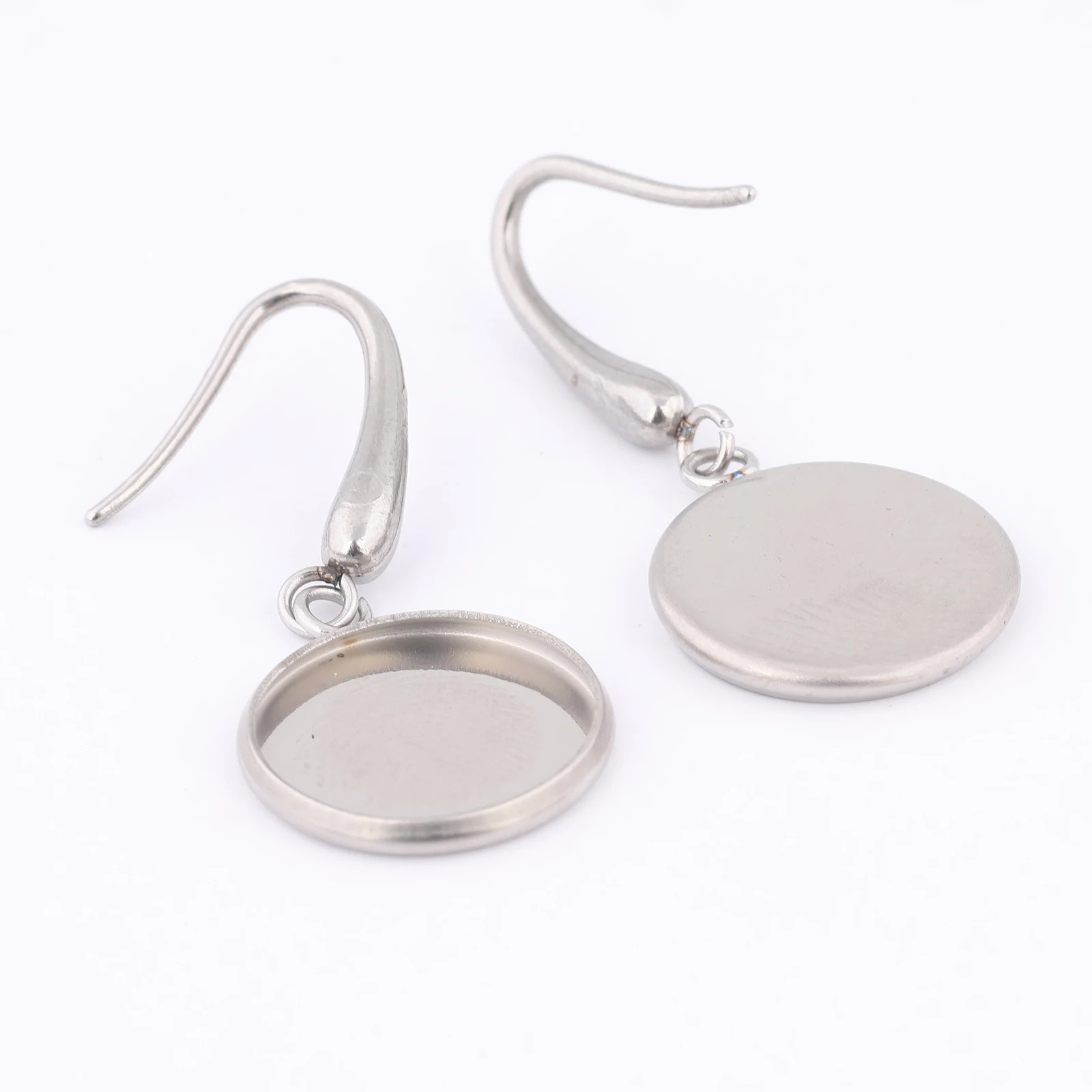 10 pezzi di orecchini in acciaio inossidabile con gancio per filo, adatti per orecchini cabochon da 12 mm, impostazione base spazi vuoti, creazione di gioielli fai da te