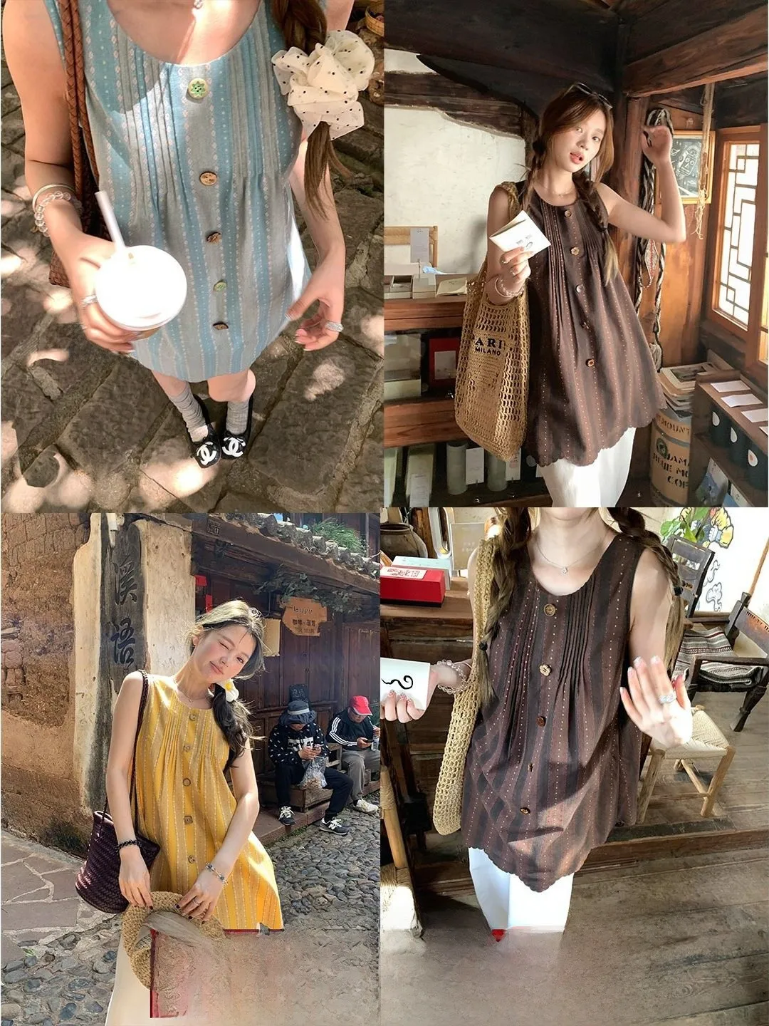 

Striped Embroidered Svel Vest Dr Ethnic Sle Cotton Casual Summer Dr for Young Women Sweet And Cute Sle