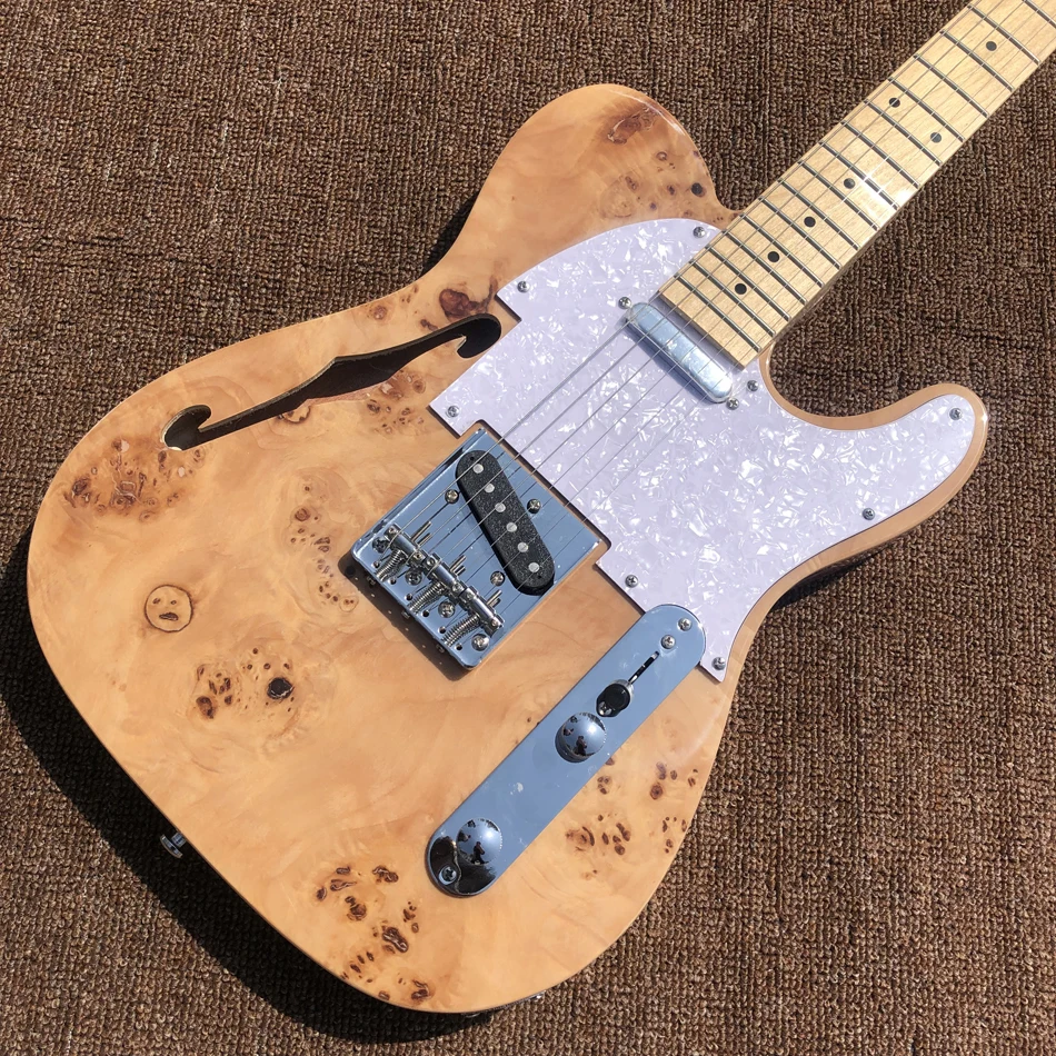 New High Quality F Hole Semi Hollow Body TL Electric Guitar Maple Fingerboard Free Shipping