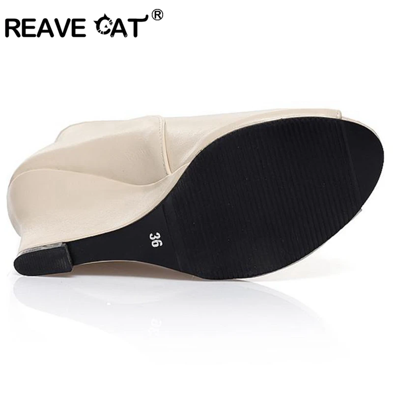 REAVE CAT Fashion Spring summer Women shoes Sandals Open toe High heels Roman Slip-On Novelty Wedges Summer Shoes Sexy Hot