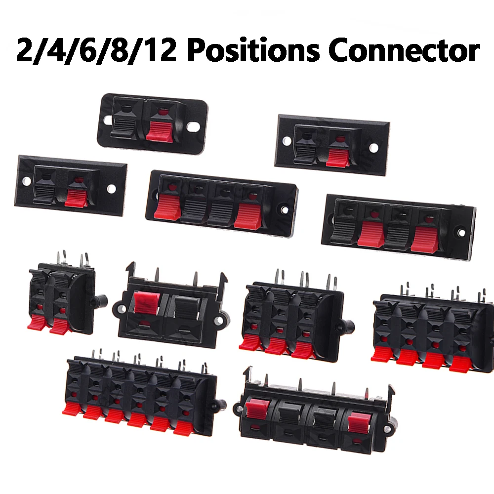 5PCS 4 12 6 8 Position Plastic WP-2-4 4-4 2/4/6 Positions Connector Terminal Push In Jack Spring Load Audio Speaker Terminals