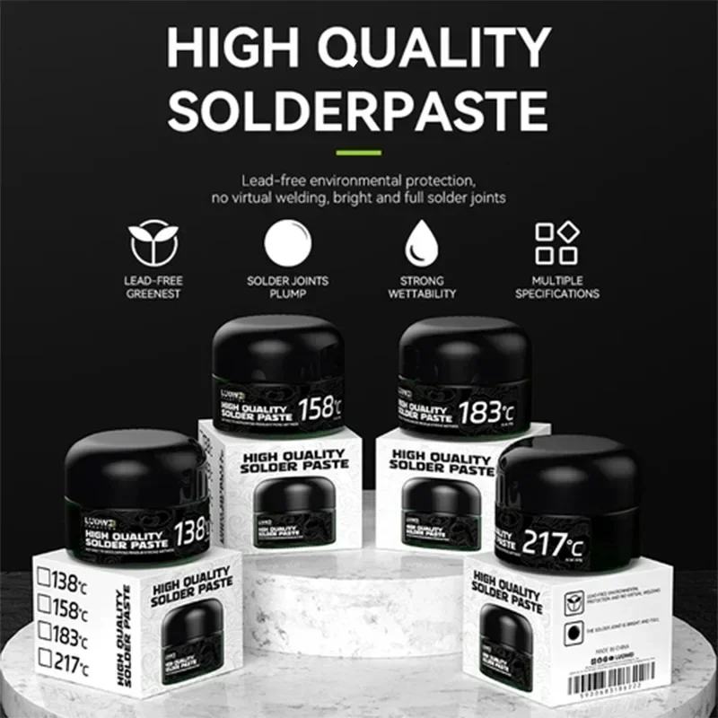 LUOWEI はんだ錫ペースト融点溶接はんだクリーム 138C/158C/183C/217C 修理 PCB BGA CPU/IC リボールはんだパスタ