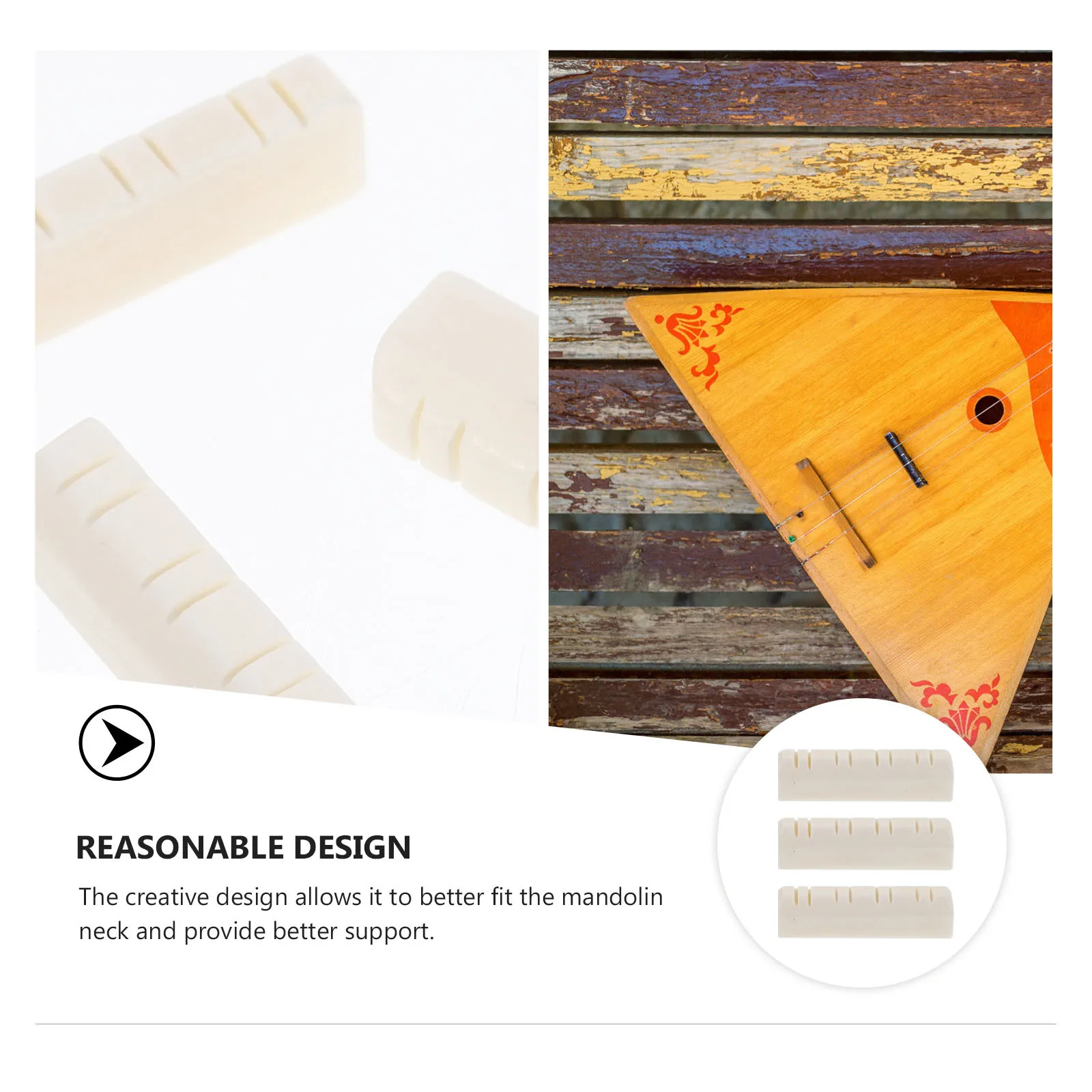 

3Pcs Mandolin Neck Stand Professional and Reasonably Priced Good Stability Protective Role White Mandolin Saddle