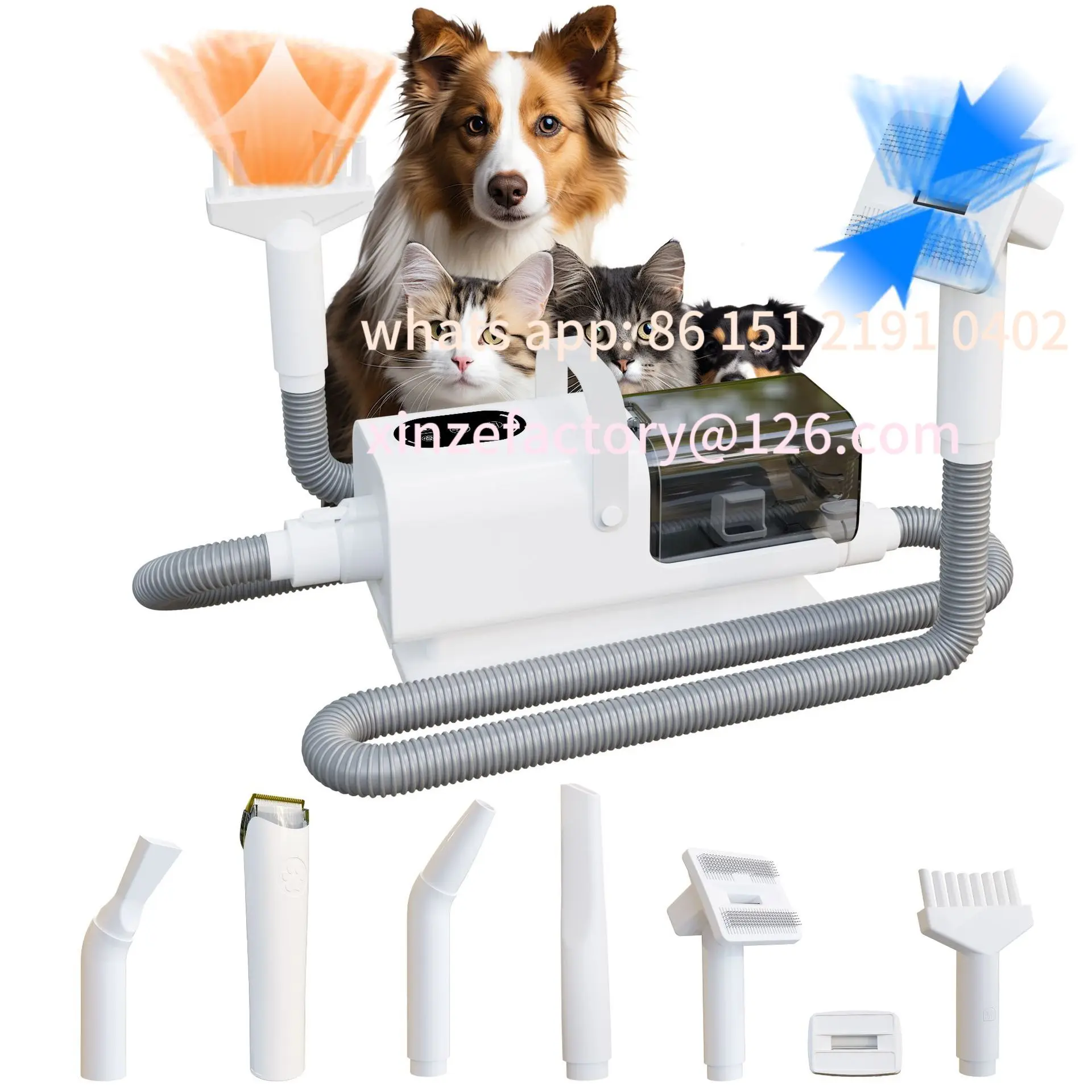 

Customizable Dog Grooming Vacuum Cleaner Beauty Kit 11000PA Powerful Suction Pet Hair