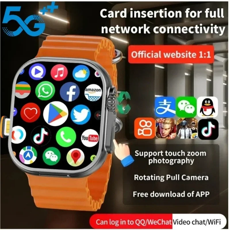 

4G Android Smartwatch DW100 Новая глобальная разблокировка по отпечатку пальца 4G SIM-карта 2,29 дюйма AMOLED Видеочат WIFI GPS Загрузка приложения