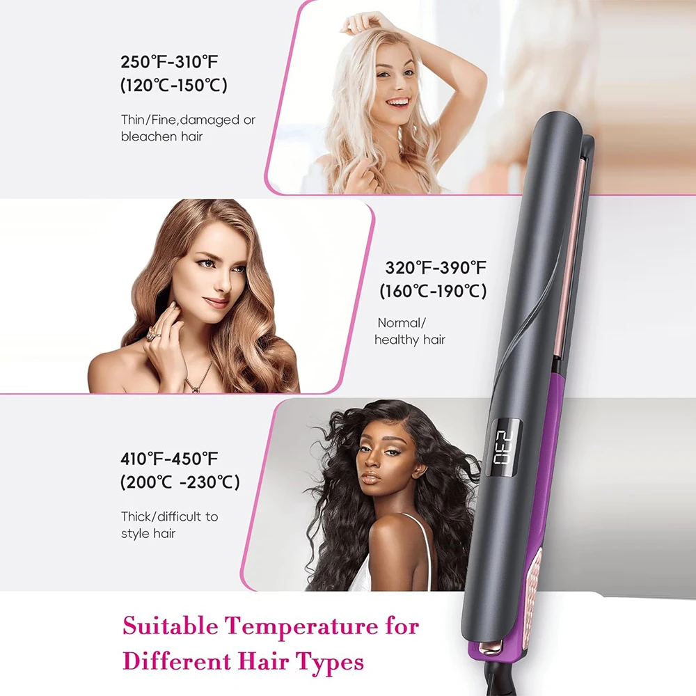 Dual Voltage Professional Ceramic Straightening Curling Iron Flat Iron Hair Straightener 1-inch 2 in 1 Straightener and Curler