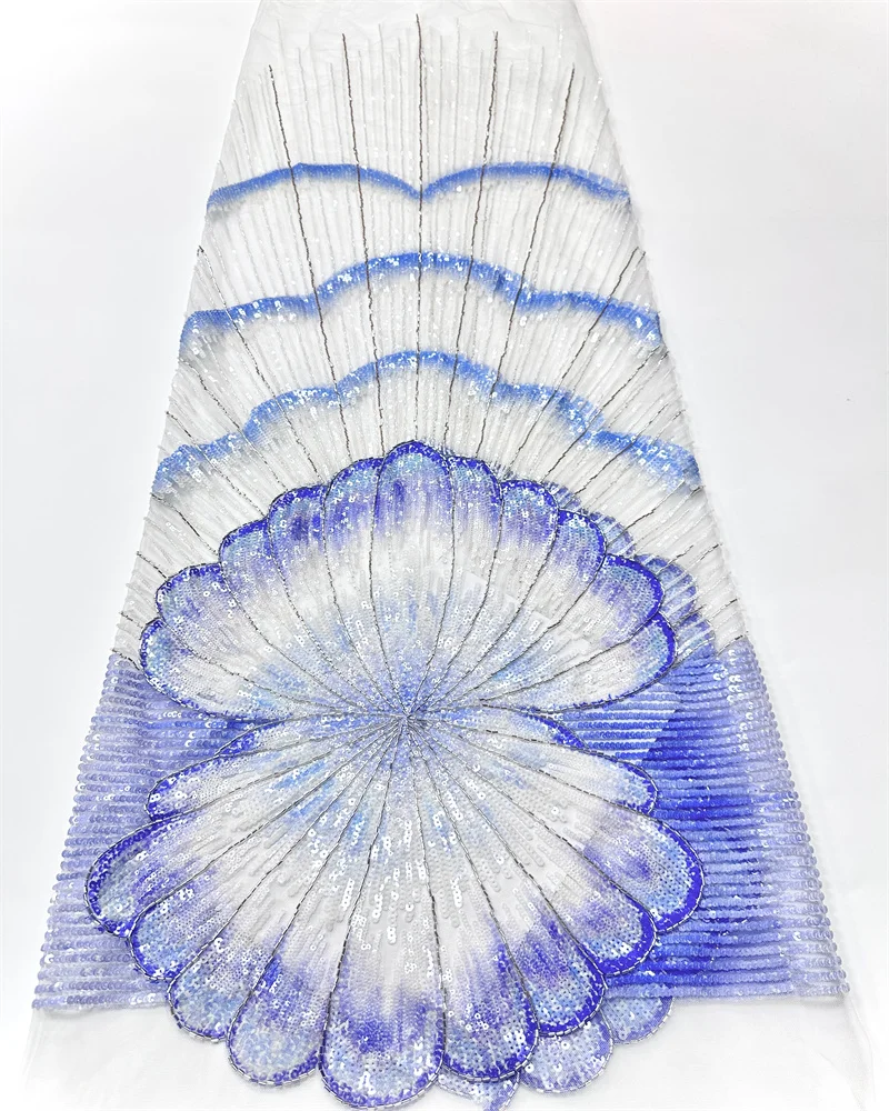 

Fashion African Mesh Tulle Lace Fabric 2026 High Quality Sequins French Lace Fabric 3D Beaded Mesh Lace for Wedding Dress Sewing