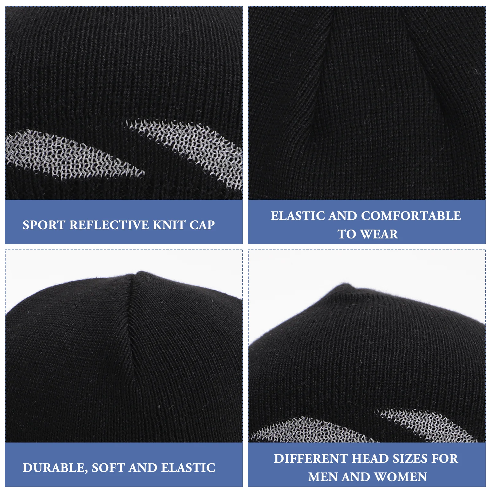 

Reflective Knitted Windproof Sports Hat Outdoor Warm Cap Running Hiking Fishing Tennis Reflective Knitted Hat Outdoor Warm Cap