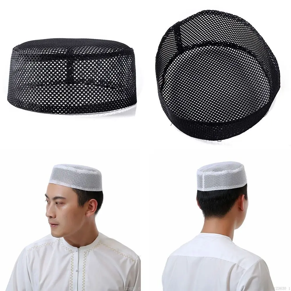 

Polyester Cotton Mixed Muslim Worship Hat Accessories Black White India Caps Prayer Hat Islam