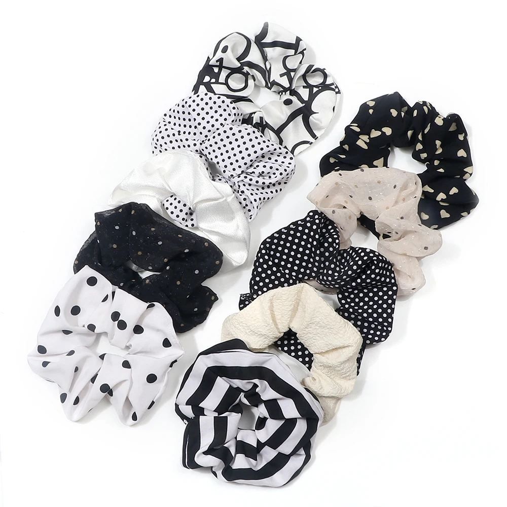3/5PCS Black White Elastic Hair Bands for Girls Simple Basic Headband Women Rubber Band Hair Accessories Holder Scrunchies Gifts