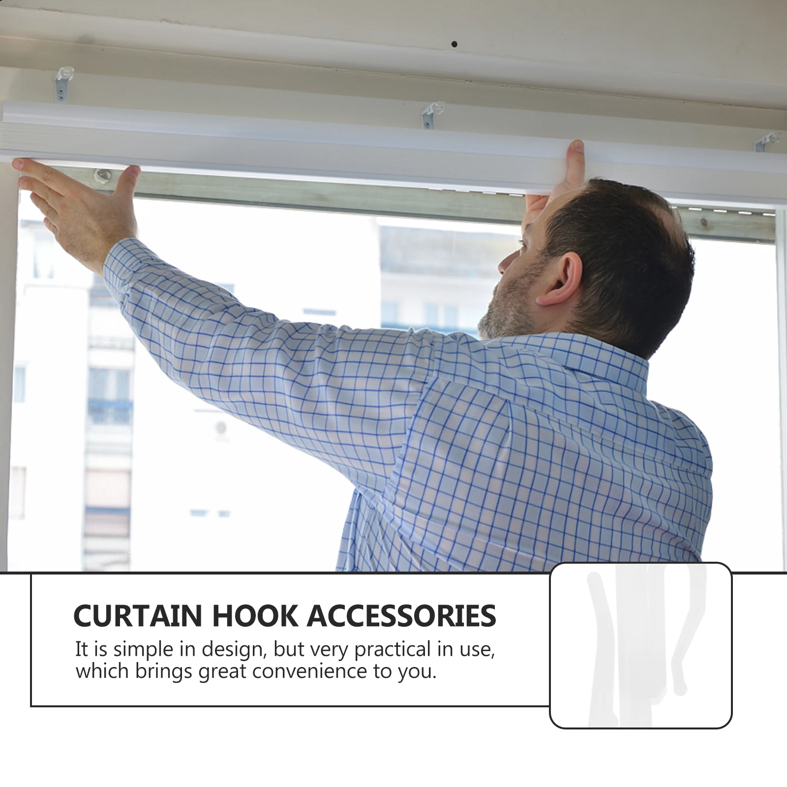 

300Pcs Curtain Hooks Plastic Smooth Finish Non-Bendable Curtain Hanger for Home Decor Easy to Install and Remove No Damage to