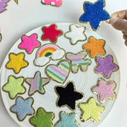 New Star Ball Rainbow Sequins Chenille Towel Patches Iron On Patches For Clothing Applique Embroidery Patches For Dress Diy