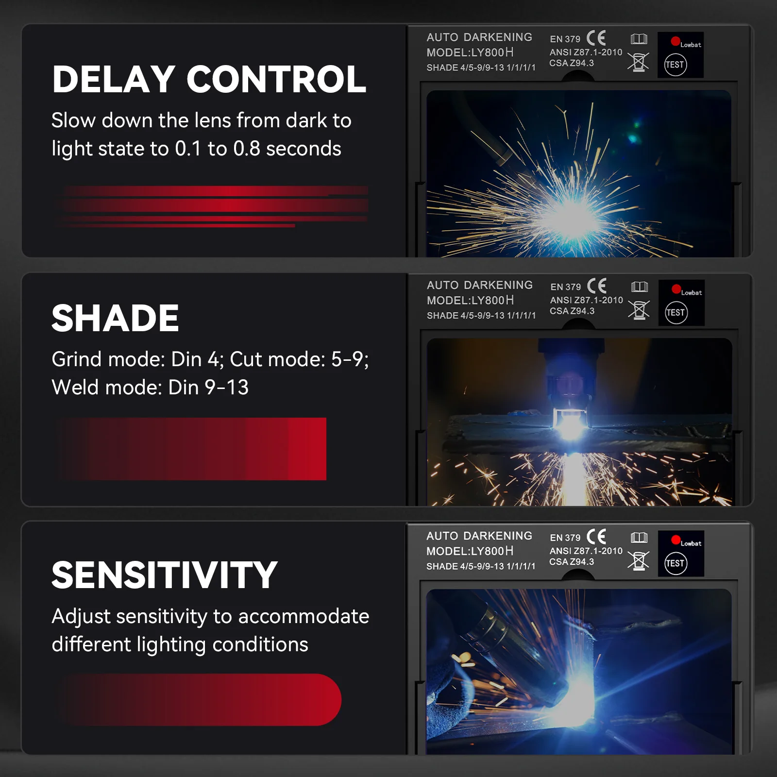 ARCCAPTAIN خوذة لحام السيارات سواد تعمل بالطاقة الشمسية صحيح اللون لحام هود 1/1/1/1 قناع لحام لقطع MMA MIG TIG