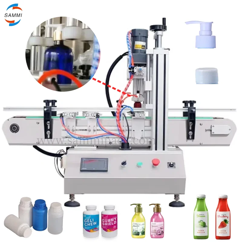 

SMXGJ-50 Automatic Plastic Lid Pneumatic Vial Desktop Screw Automatic Capping Machines Glass Screw Capper Perfume Bottle