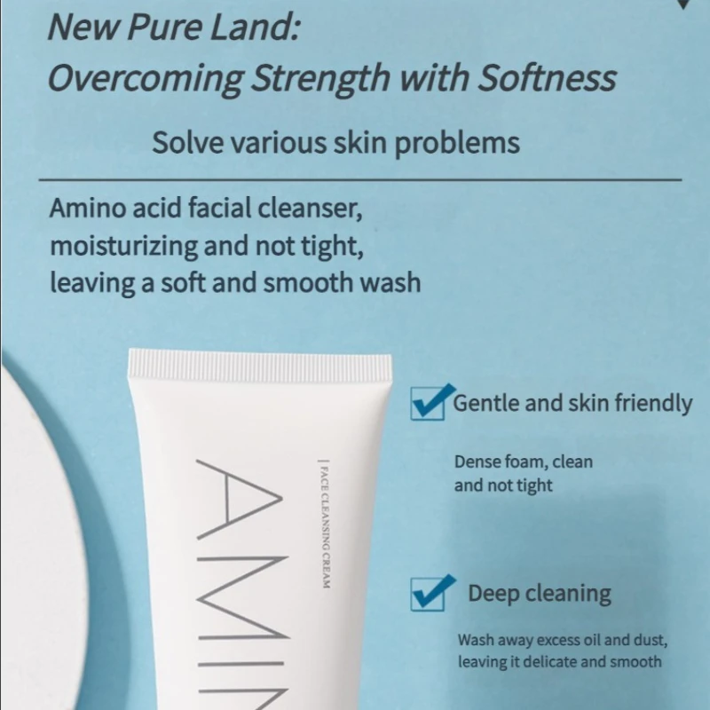 120ml Aminoacidi Mousse Detergente Controllo del Petrolio Pulizia Profonda Rimozione degli Acari Acne Idratante Schiuma Detergente Viso Illumina la Pelle