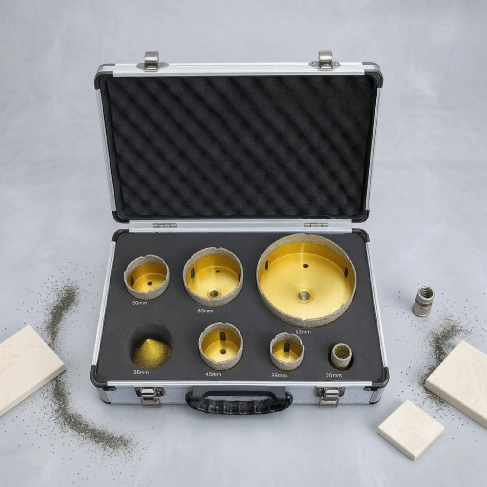 Kit de 7 scies cloches diamantées multi-tailles M14 avec étui – Qualité professionnelle pour le perçage à sec