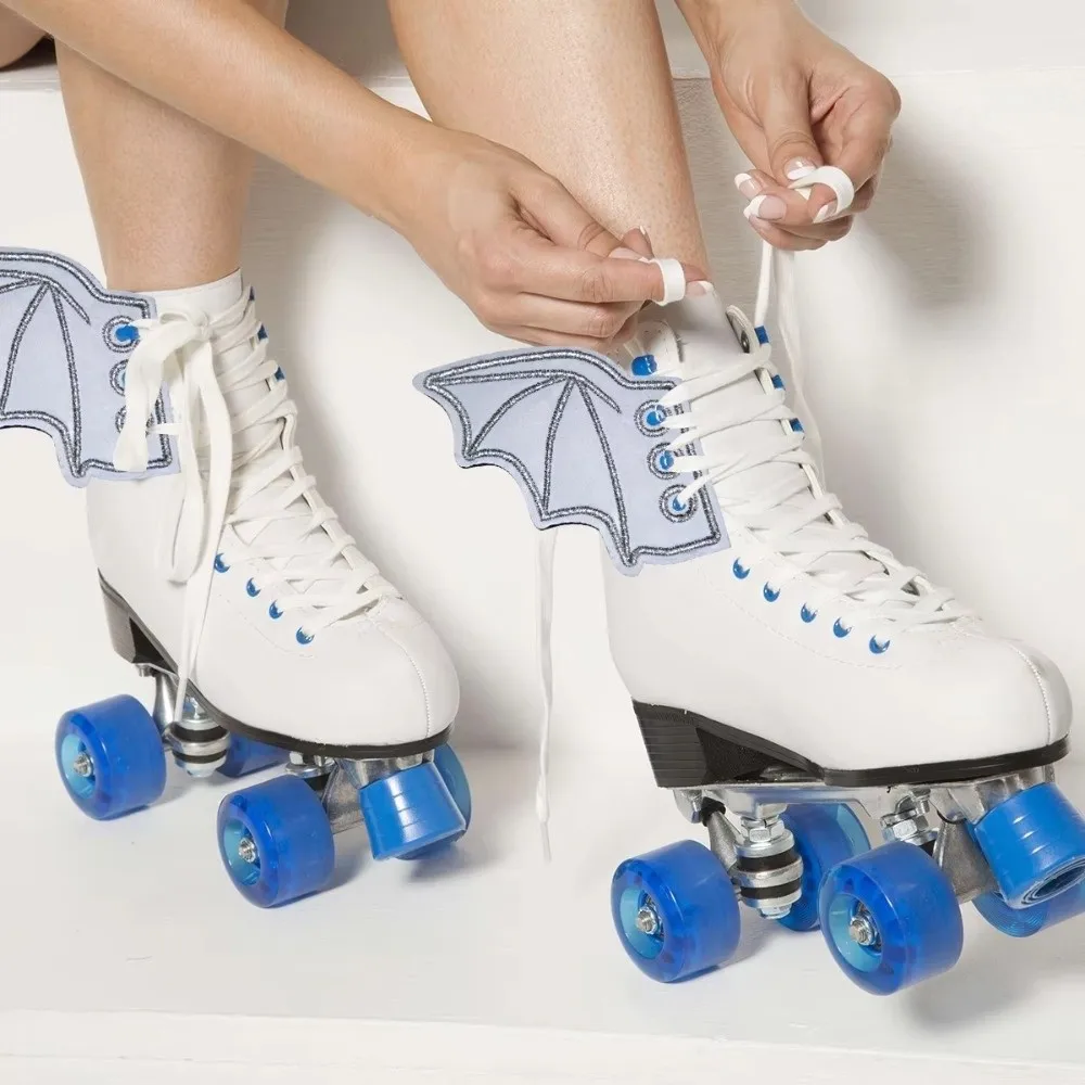 PU Leather Bat Shoe Wings Bat Wings Shape Lightweight Punk Shoe Accessory Lace-Up Design Wear-Resistant