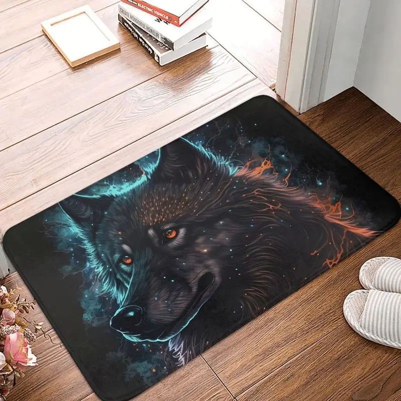 Custom Spirit Animal Wolf Doormat Non-Slip Entrance Bath Kitchen Door Floor Mat Toilet Rug Carpet Footpad