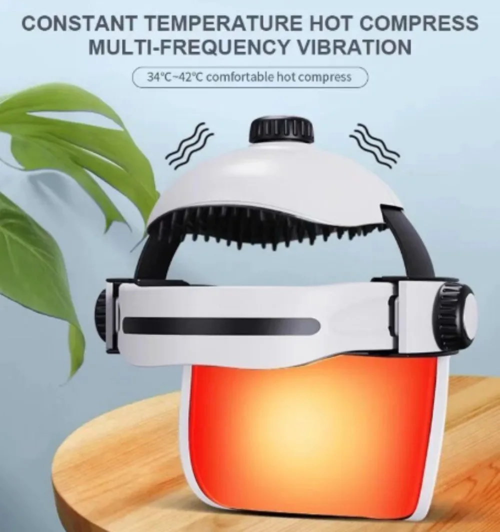 Portable Electric Head Massage Device Multifunctional Vibration Scalp Massager Acupuncture Points Knead Wearable Helmet Massager