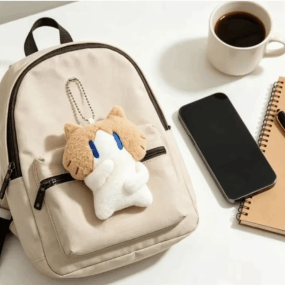Soft Fluffy Cat Plush Keychain Mini Size Exquisite Design Cat Plush Doll Keyring Kawaii Cartoon Animal Kitten Plush Keychain