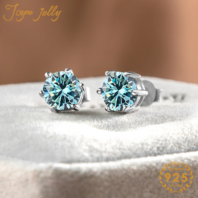 

JoyceJelly D Color Moissanite Earrings Color Moissanite Gemstone S925 Sterling Sliver Ear-studs Women Man Sparkling Fine Jewelry