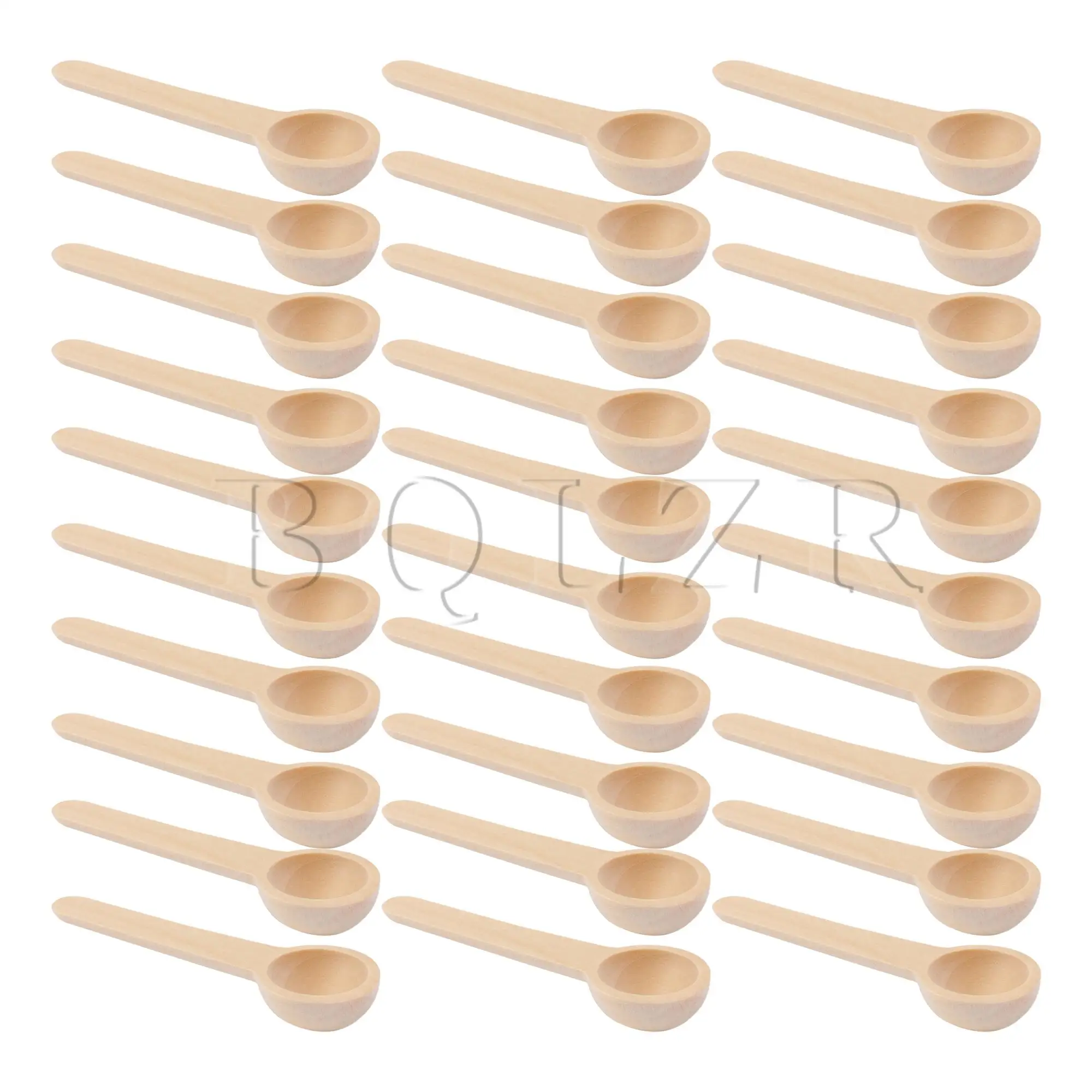 

BQLZR 30x Small Natural Wooden Cooking Spoons 7.5x2.4cm Coffee Salt Tea Spoons