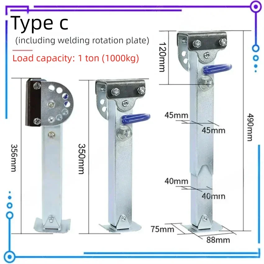 Trailer Stabilser Legs With a Handle 350~490mm Caravan Parking Corner Steady Camping RV Support Stands Parts Accessories 2PCS