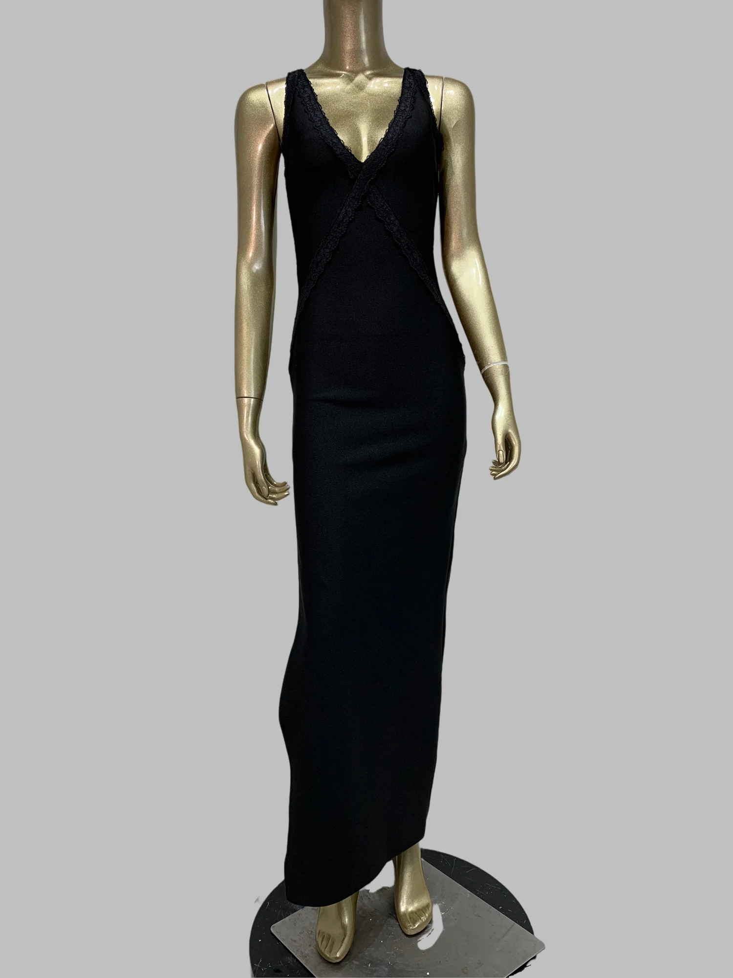 

Women Simple Soft Comfortable Knitted Bandage Dress Elegant Sleeveless V Neck Backless Long Evening Club Party Dress Guest Look