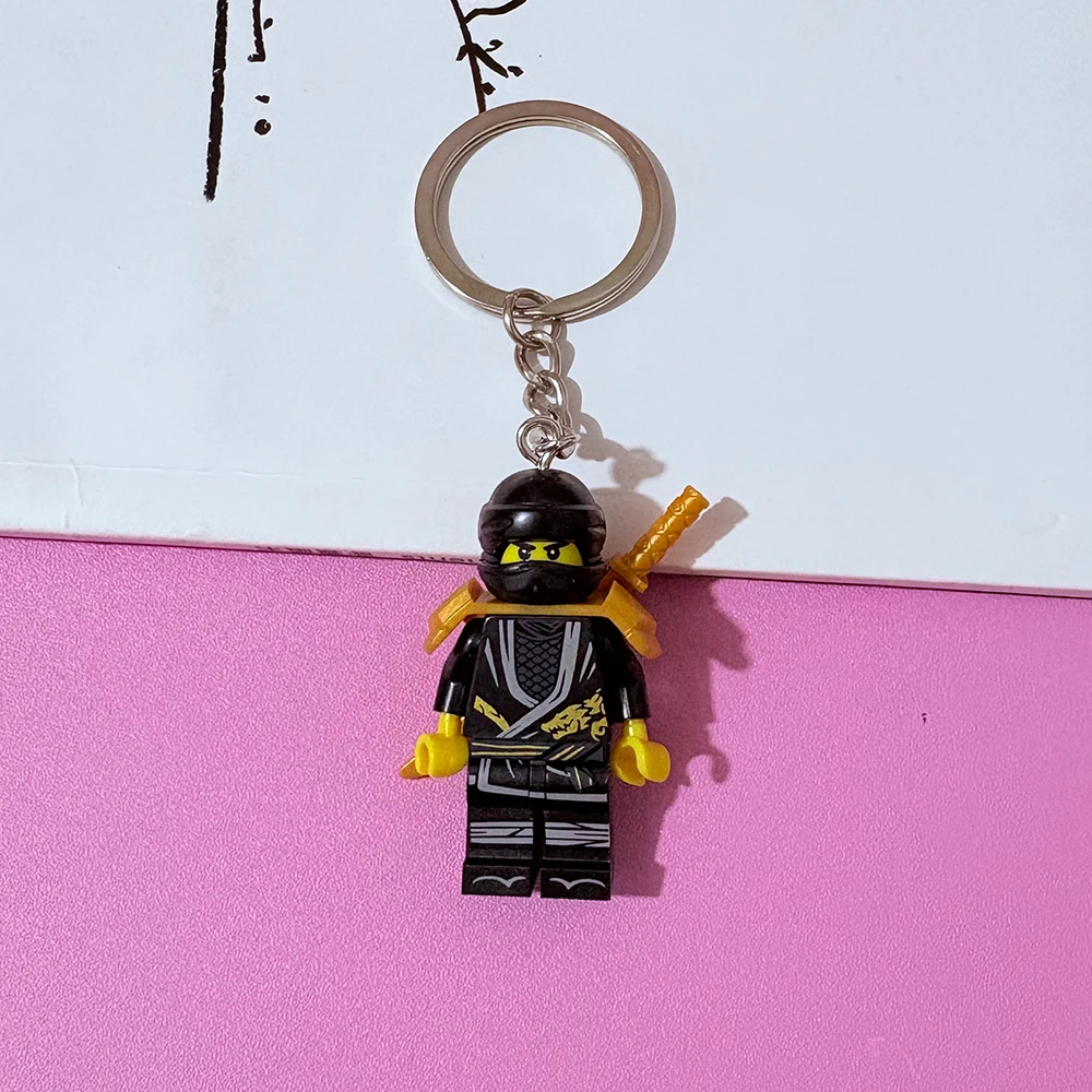 Anime Mini Figure Ninja Building Blocks Keychain Cartoon Character Lloyd Garmadon Kai Jay Keyring Backpack Pendant Birthday Gift